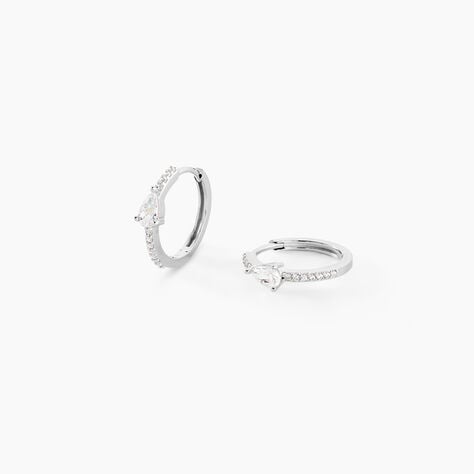 Cr&eacute;oles Magma Argent Blanc Oxyde De Zirconium - Boucles d'oreilles cr&eacute;oles Femme | Histoire d&rsquo;Or