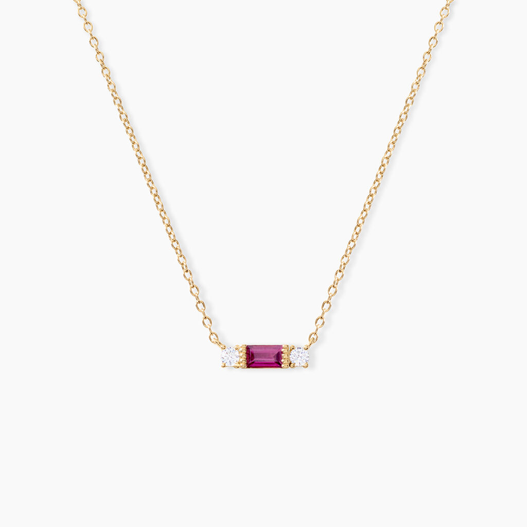 Collier Joaneder Argent Dor&eacute; A L'Or 750/1000 Rhodolite Oxyde De Zirconium - Bijoux avec pierres Femme | Histoire d&rsquo;Or