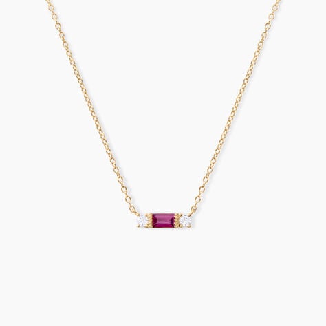 Collier Joaneder Argent Dor&eacute; A L'Or 750/1000 Rhodolite Oxyde De Zirconium - Bijoux avec pierres Femme | Histoire d&rsquo;Or