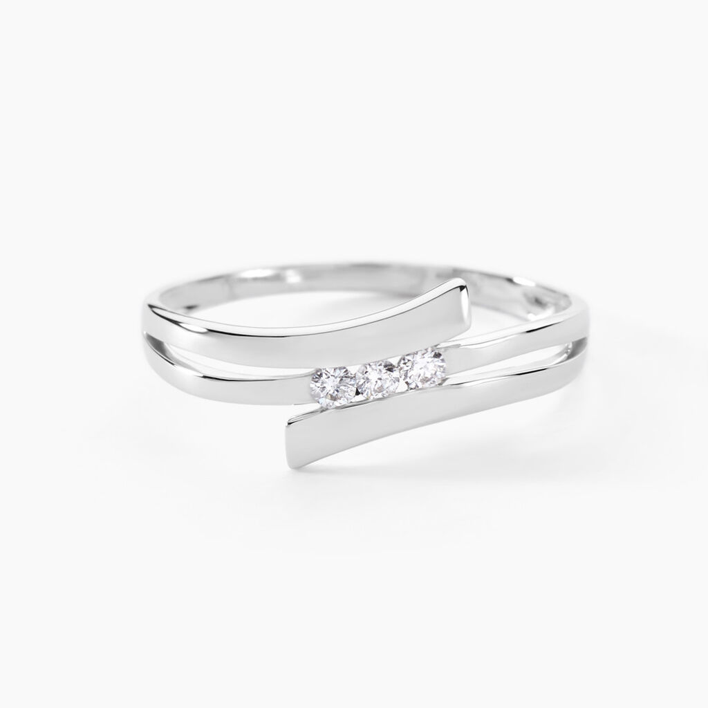 Bague Triptyque Or Blanc Diamant - Bagues avec pierre Femme | Histoire d’Or