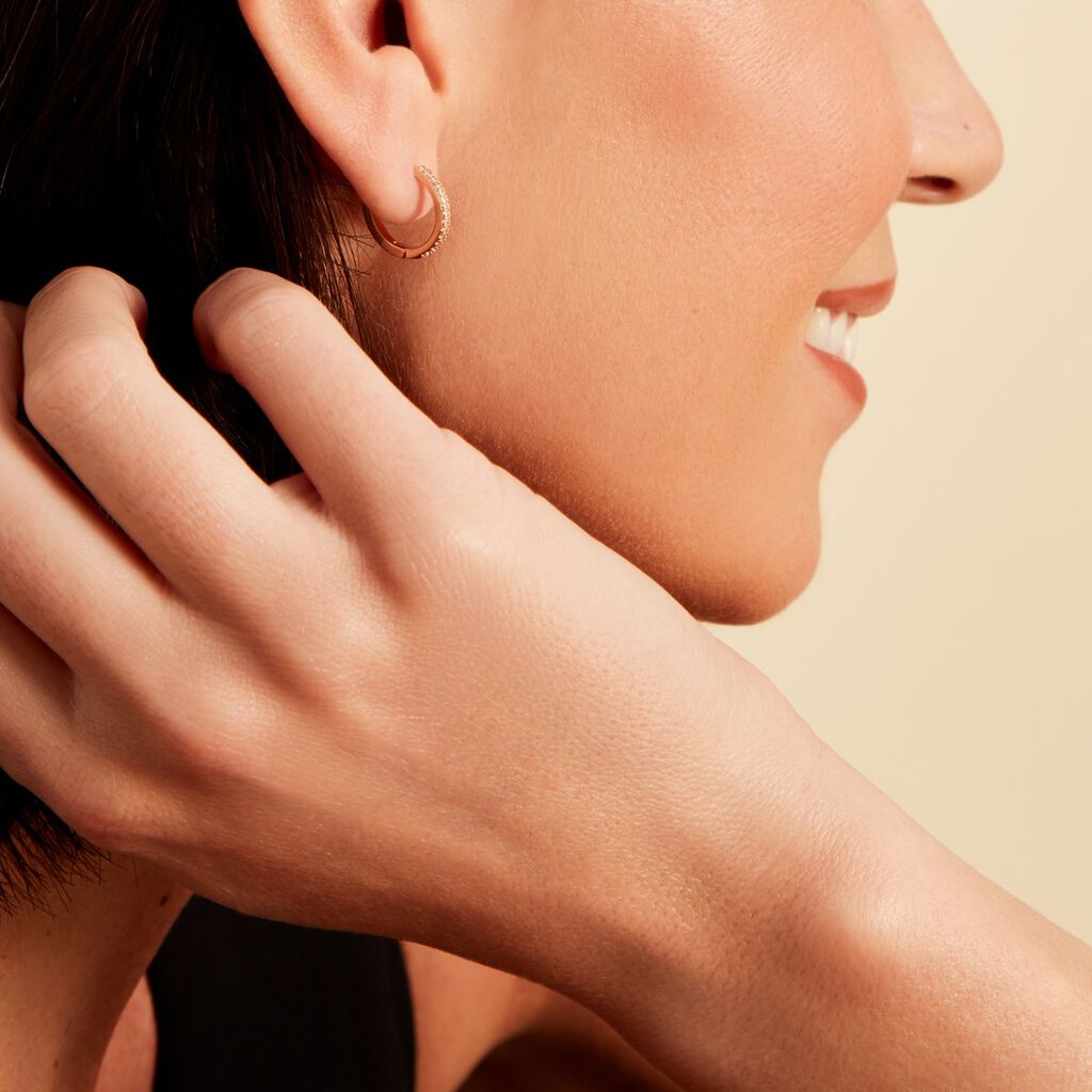 Créoles Kalinda Plaqué Or Jaune Oxyde De Zirconium - Boucles d'oreilles créoles Femme | Histoire d’Or