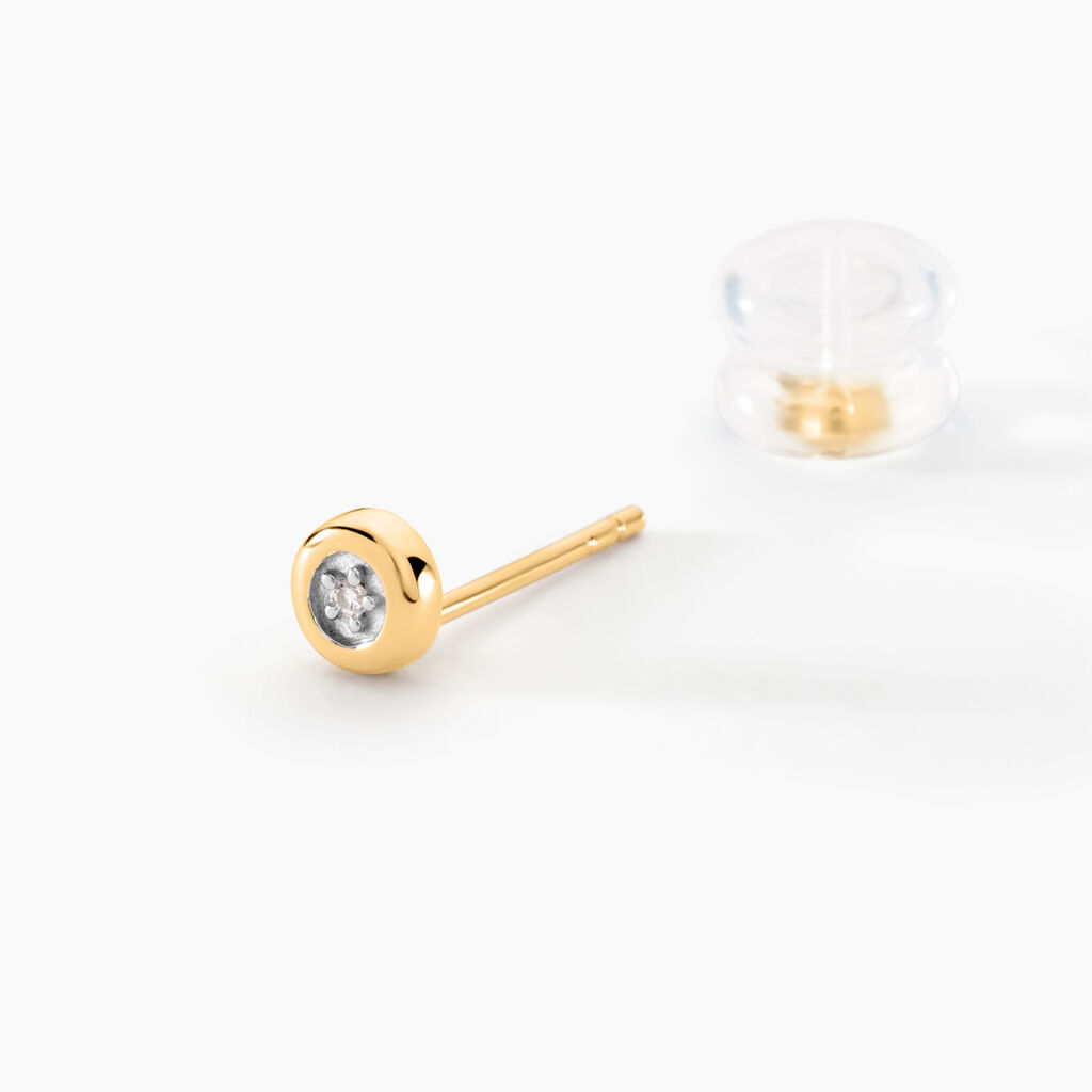 Boucles D'oreilles Puces Fatiana Or Jaune Diamant - Clous d'oreilles Femme | Histoire d’Or
