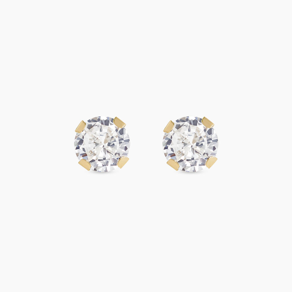 Boucles D'oreilles Puces Eddie Or Jaune Oxyde De Zirconium - Clous d'oreilles Femme | Histoire d&rsquo;Or