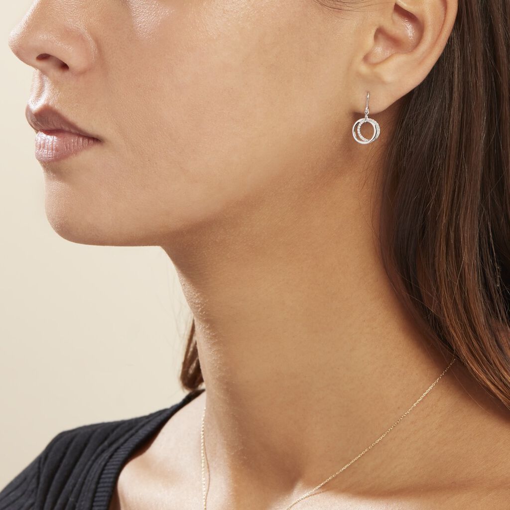 Boucles D'oreilles Pendantes Or Blanc Tresha Diamants - Boucles d'oreilles pendantes Femme | Histoire d’Or