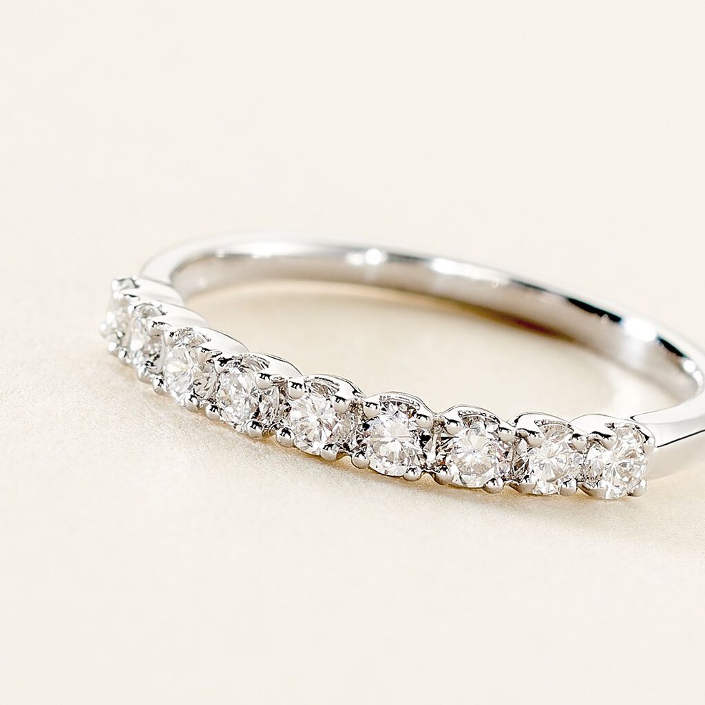 Demi-alliance Or Blanc  Eloisa Diamant Synthetique - Alliances Femme | Histoire d&rsquo;Or