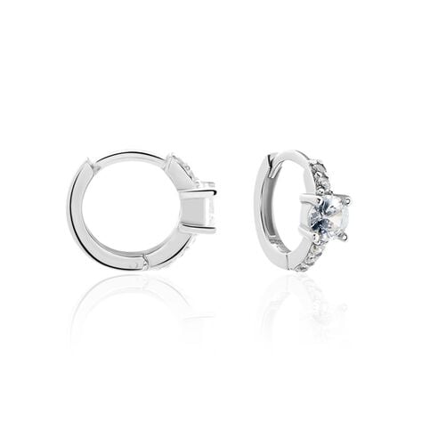 Créoles Argent Blanc Gregh Oxydes De Zirconium - Boucles d'oreilles créoles Femme | Histoire d’Or