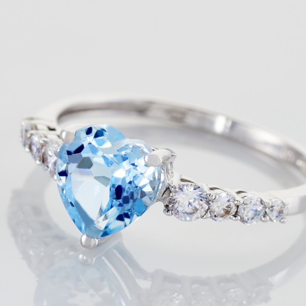 Bague Fany Or Blanc Topaze Et Oxyde De Zirconium - Bagues solitaires Femme | Histoire d’Or