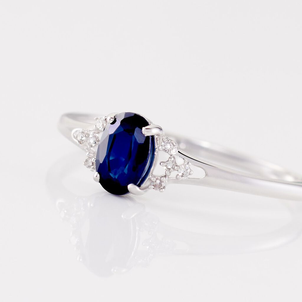 Bague Or Blanc Marie Saphir Diamants - Bagues solitaires Femme | Histoire d’Or