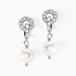 Boucles D'oreilles Pendantes Gaetane Argent Blanc Perle Oxyde - Boucles d'oreilles fantaisie Femme | Histoire d&rsquo;Or