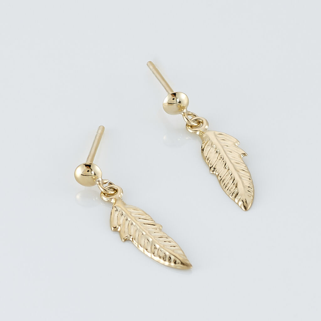 Boucles D'oreilles Pendantes Bartolomea Feuille Or Jaune - Boucles d'oreilles pendantes Femme | Histoire d’Or