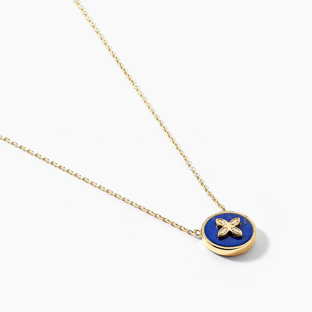 Collier Talisman Or Jaune Lapis Lazuli Diamant - Colliers Femme | Histoire d’Or