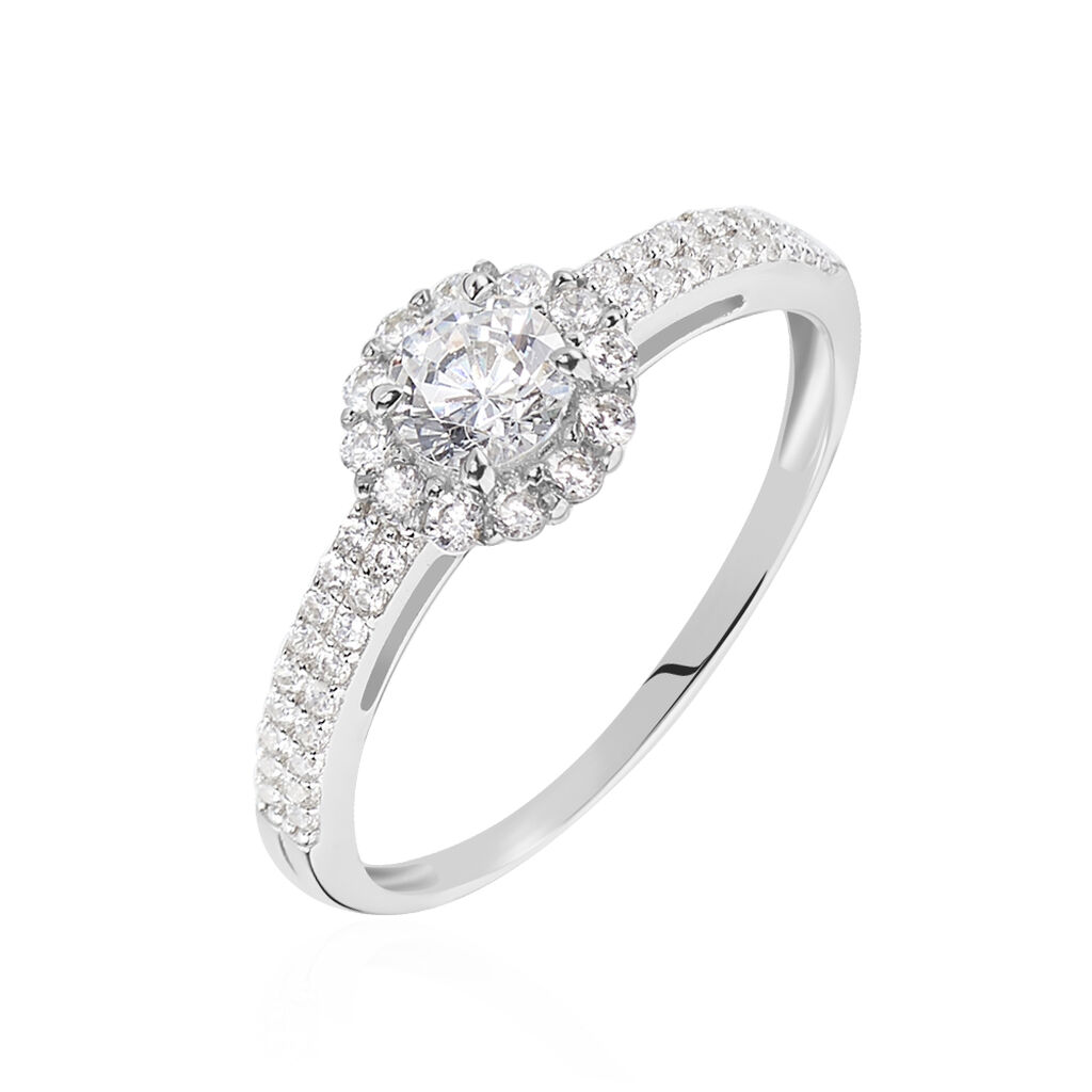 Bague Solitaire Fathima Or Blanc Oxyde De Zirconium