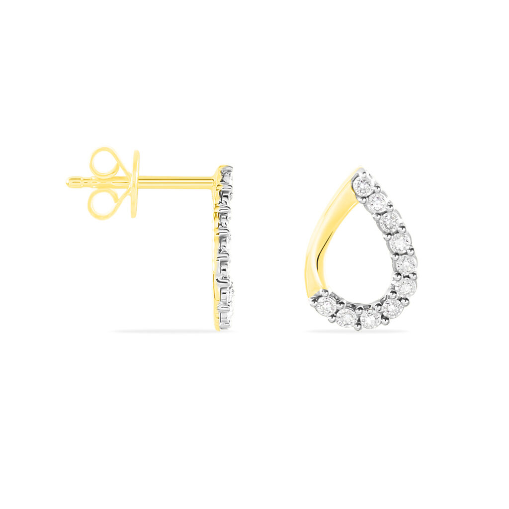 Boucles D'oreilles Puces Chrystalise Or Jaune Diamant - Clous d'oreilles Femme | Histoire d’Or