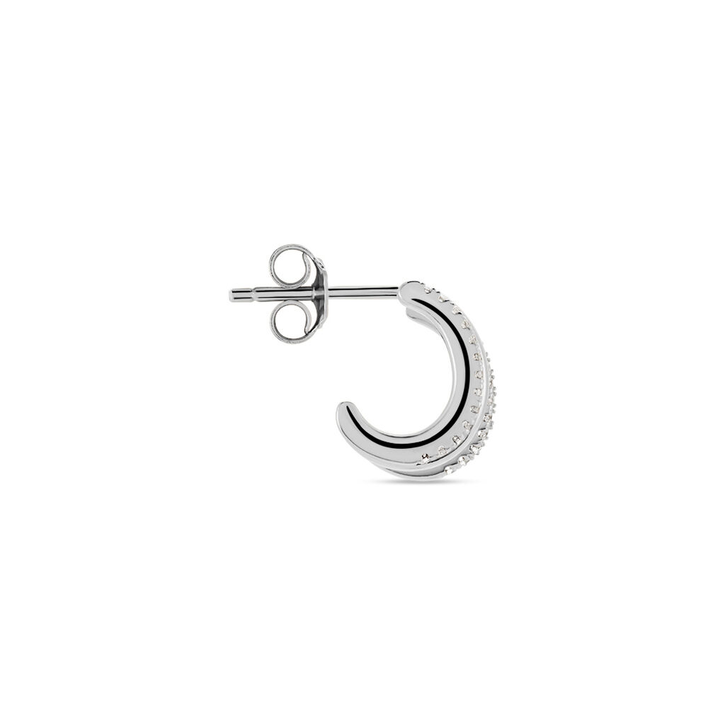 Boucle D'oreille Unitaire Minty Argent Blanc Oxyde De Zirconium - Boucles d'oreilles créoles Femme | Histoire d’Or