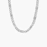 Collier Jeremi Maille Alternee 1/3 Et Plaquettes Argent Blanc - Chaines Femme | Histoire d&rsquo;Or