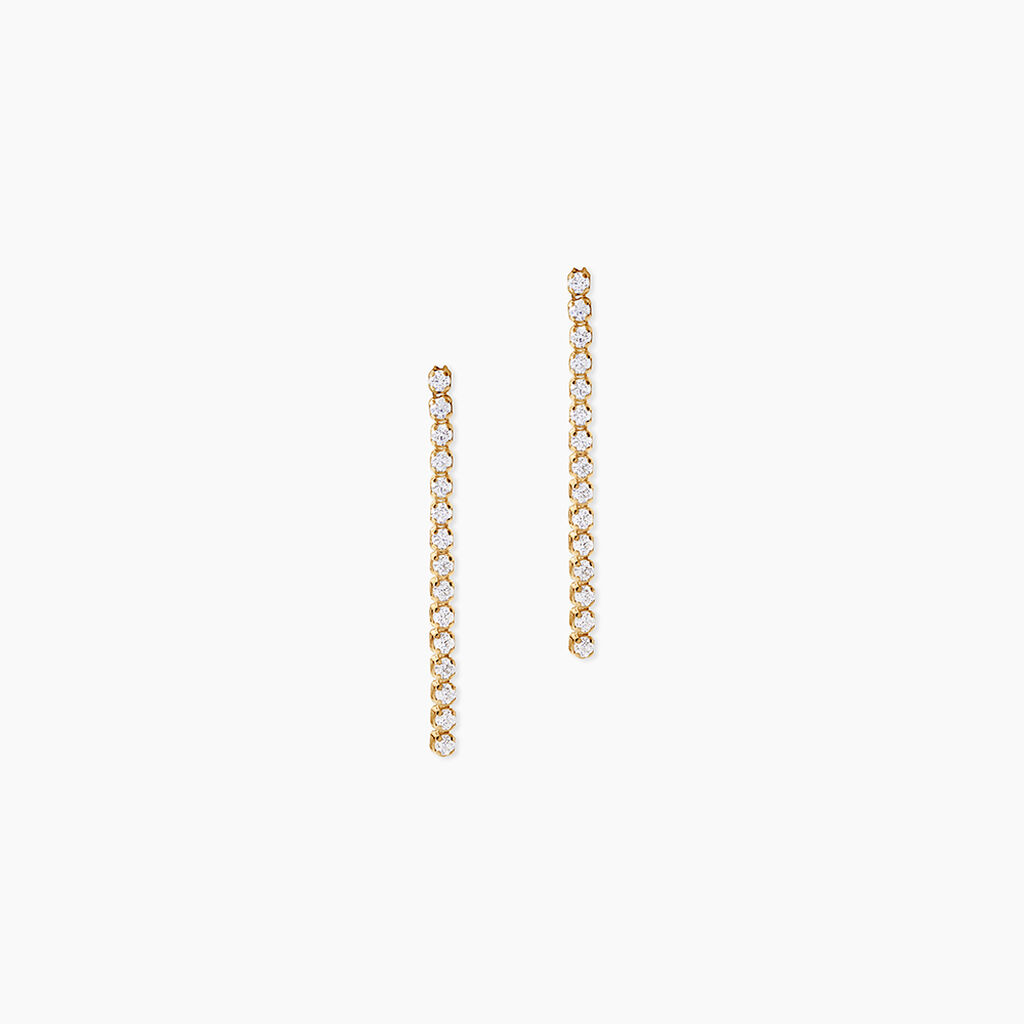 Boucles D'Oreilles Pendantes Ercole Argent Dor&eacute; A L'Or 750/1000 Oxyde De Zirconium - Boucles d'oreilles pendantes Femme | Histoire d&rsquo;Or