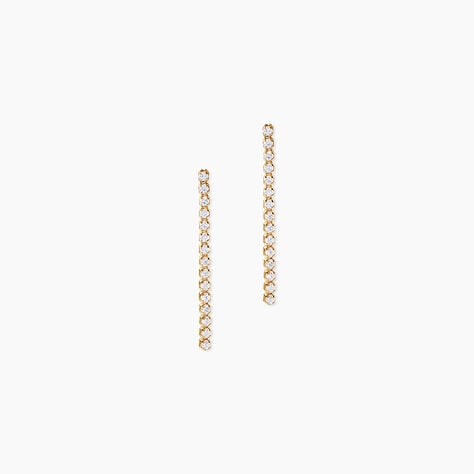 Boucles D'Oreilles Pendantes Ercole Argent Dor&eacute; A L'Or 750/1000 Oxyde De Zirconium - Boucles d'oreilles pendantes Femme | Histoire d&rsquo;Or