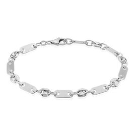 Bracelet Pomeline Maille Grain De Cafe Et Plaquettes Argent Blanc - Bracelets chaîne Homme | Histoire d’Or