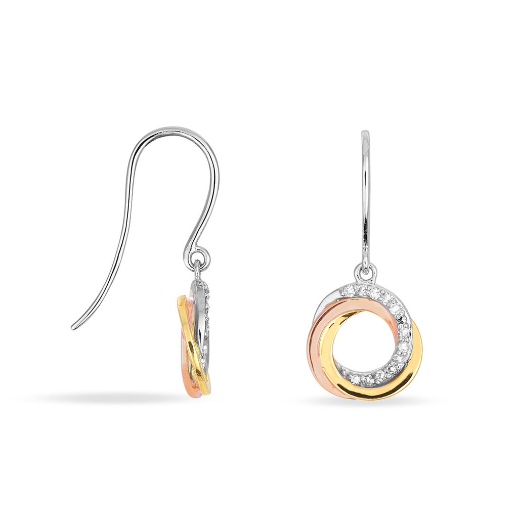 Boucles D'oreilles Pendantes Daphnee Or Tricolore Diamant - Boucles d'oreilles pendantes Femme | Histoire d’Or