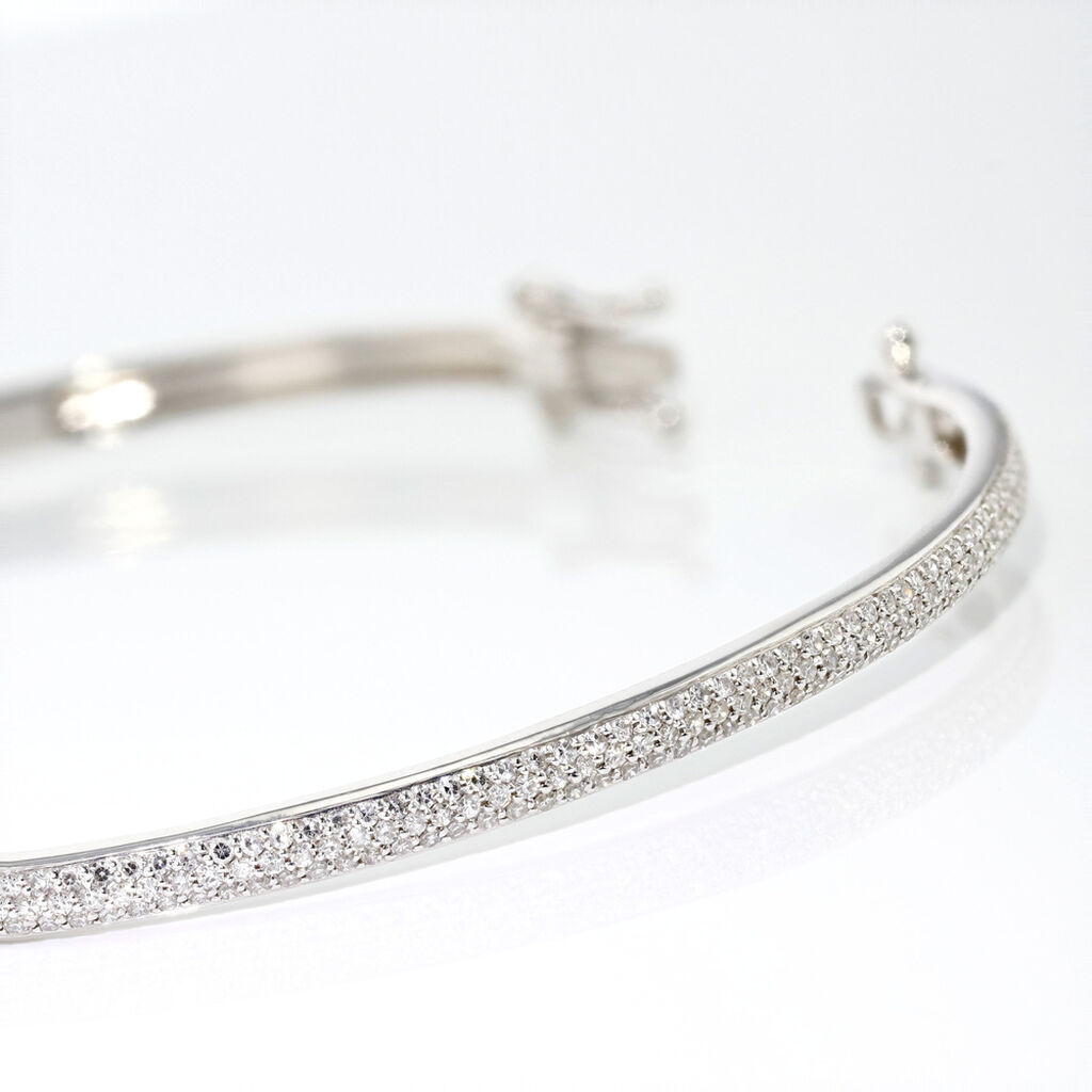 Bracelet Jonc Posie Or Blanc Diamant - Bracelets joncs Femme | Histoire d&rsquo;Or