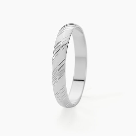 Alliance Hercule Striee Demi Jonc Classique Or Blanc - Alliances Famille | Histoire d’Or