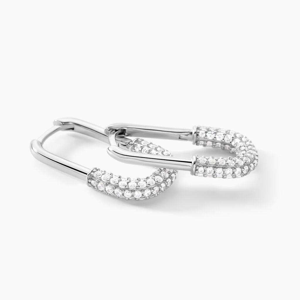 Créoles Urban Call Argent Blanc Oxyde De Zirconium - Boucles d'oreilles créoles Femme | Histoire d’Or