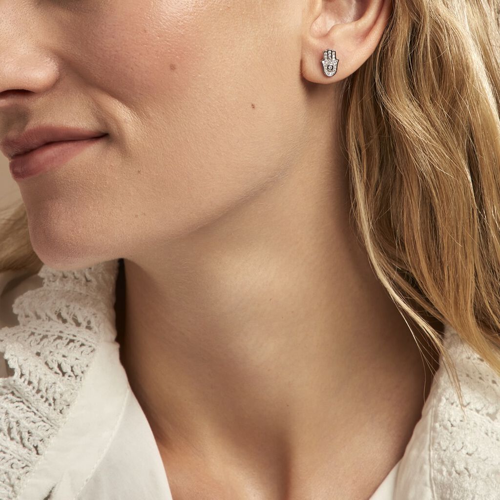 Boucles D'oreilles Puces Amat Argent Blanc Oxyde De Zirconium - Boucles d'oreilles fantaisie Femme | Histoire d’Or