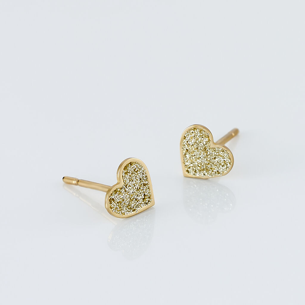 Boucles D'oreilles Puces Marta Or Jaune - Boucles d'Oreilles Coeur Femme | Histoire d’Or