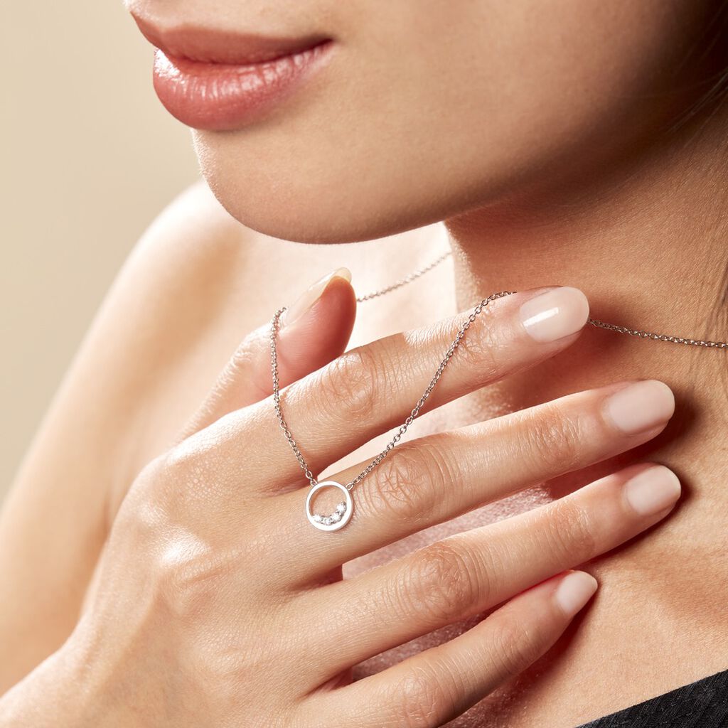 Collier Court Argent Blanc Vivence Oxyde De Zirconium - Ras de cou Femme | Histoire d’Or