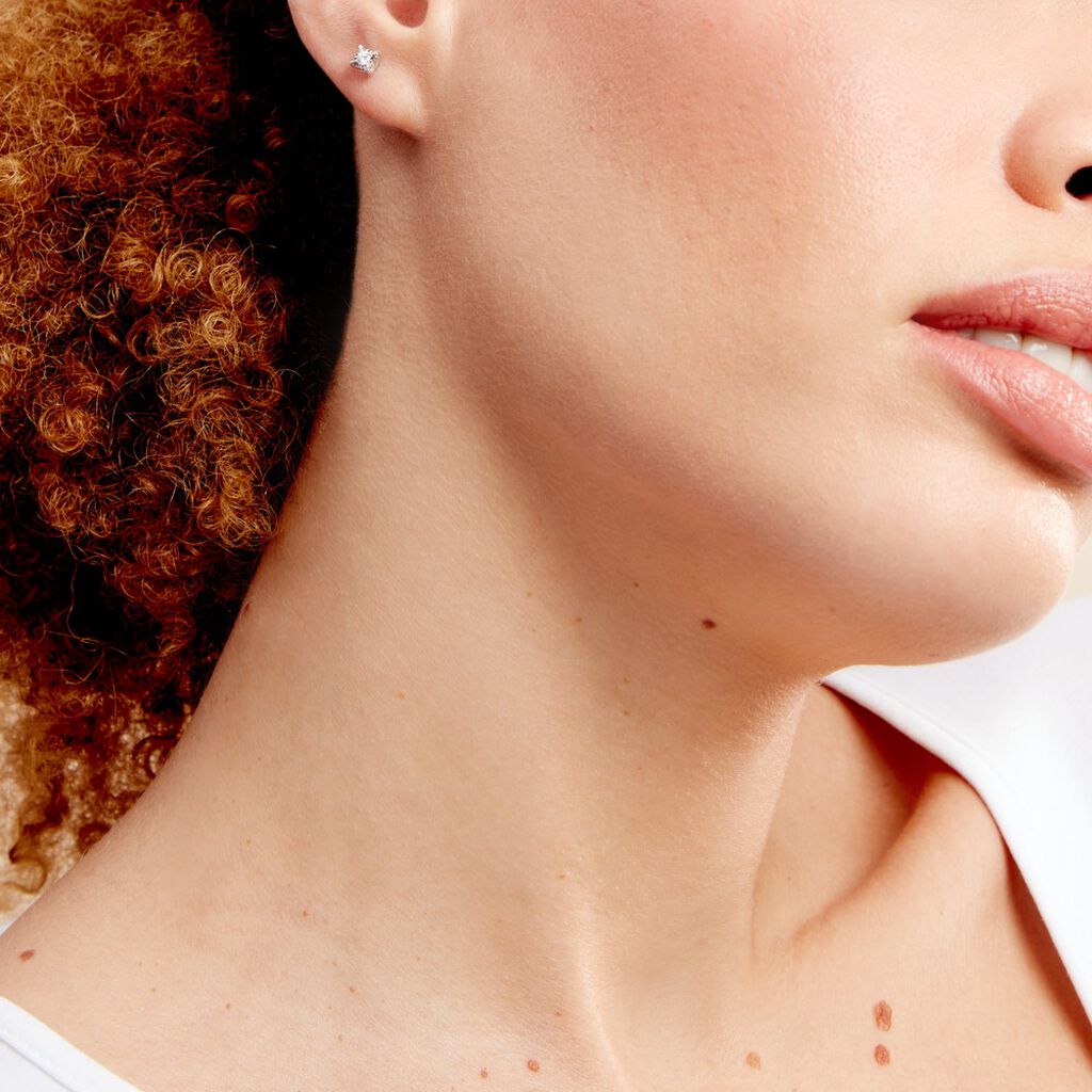 Boucles D'oreilles Puces Diamotion Or Blanc Diamant - Clous d'oreilles Femme | Histoire d’Or
