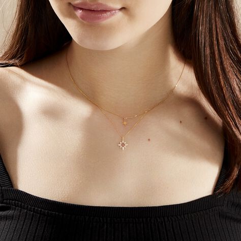 Collier Terrie Or Jaune Calcedoine Et Oxyde De Zirconium - Colliers doubles et triples chaînes Femme | Histoire d’Or