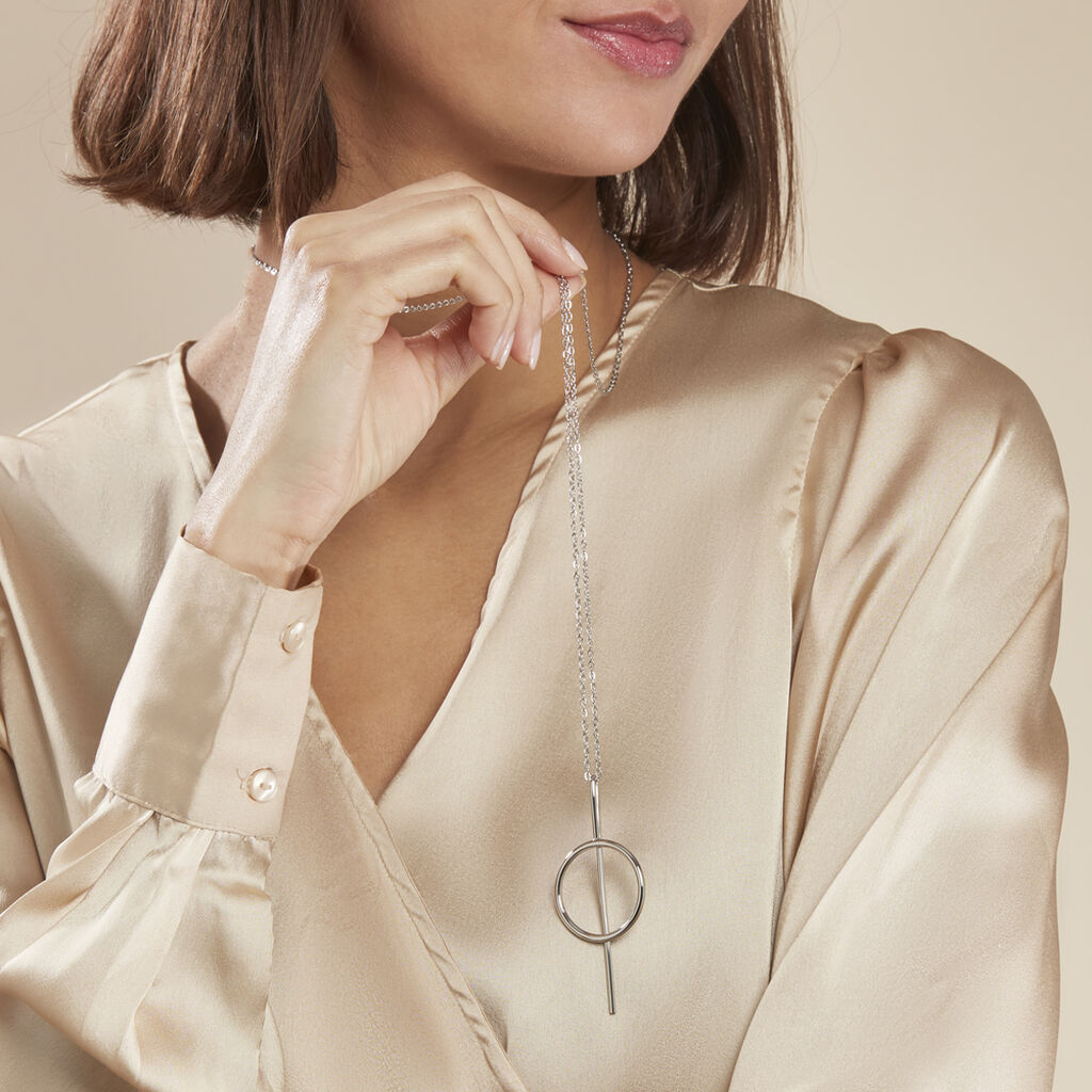 Collier Sautoir Timie Acier Blanc - Colliers fantaisie Femme | Histoire d’Or