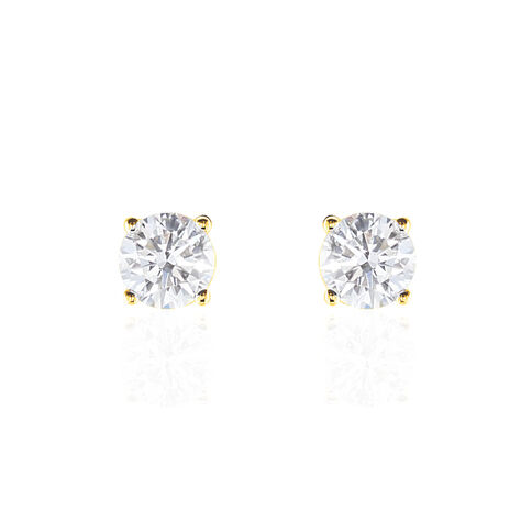 Boucles D'oreilles Puces 4 Griffes Or Jaune Diamant Synthetique - Clous d'oreilles Femme | Histoire d’Or