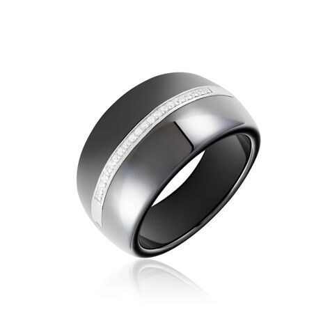 Bague Ceramik Design Argent Blanc Oxyde De Zirconium Et Céramique - Bagues avec pierre Femme | Histoire d’Or