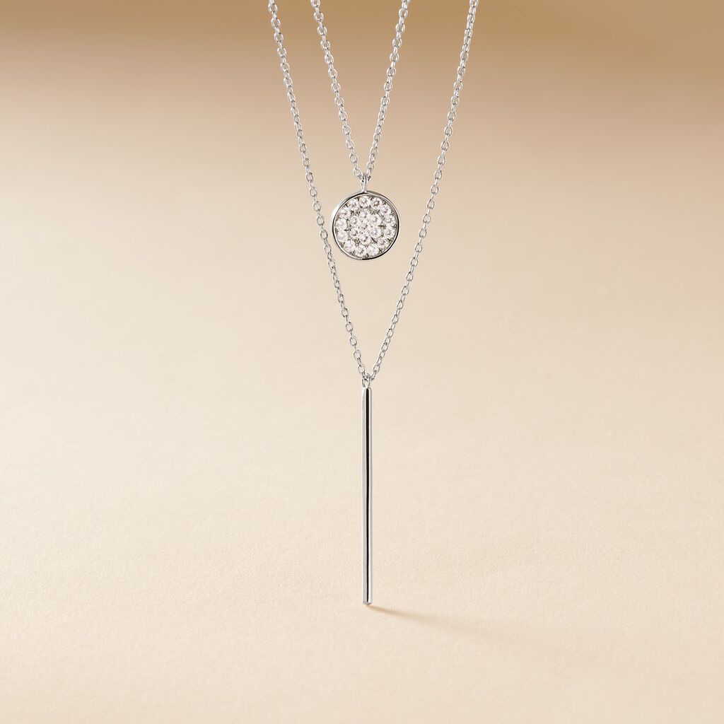 Collier Manna Argent Blanc Oxyde De Zirconium - Colliers doubles et triples chaînes Femme | Histoire d’Or