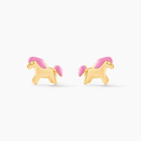 Boucles D'oreilles Puces Heldea Cheval Or Jaune - Clous d'oreilles Enfant | Histoire d&rsquo;Or