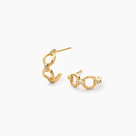 Cr&eacute;oles Mauve Argent Dor&eacute; A L'Or 750/1000 Oxyde De Zirconium - Boucles d'oreilles cr&eacute;oles Femme | Histoire d&rsquo;Or