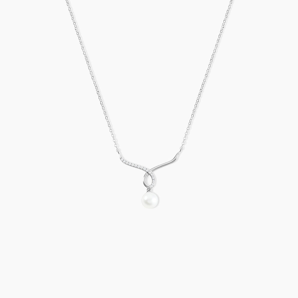 Collier Or Blanc Proximae Perle De Culture Oxydes De Zirconium - Colliers Femme | Histoire d’Or