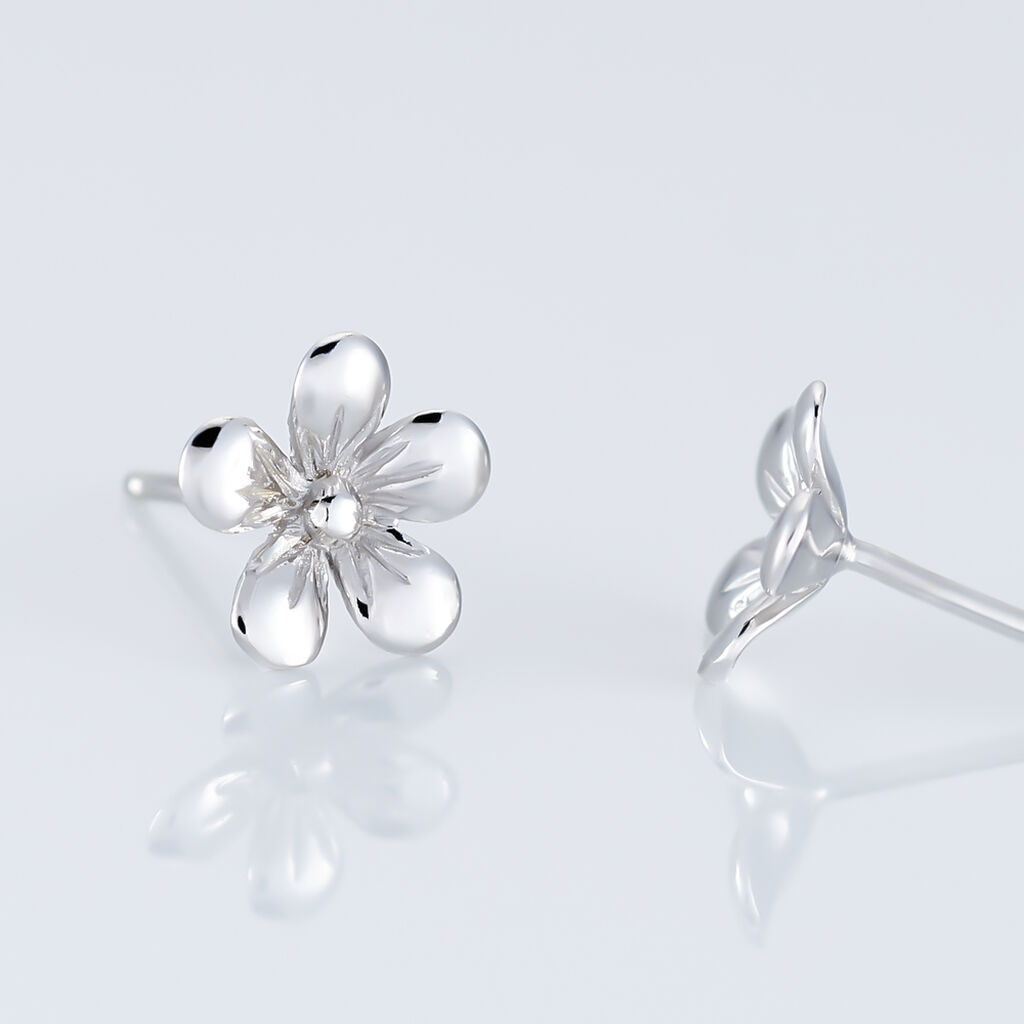Boucles D'oreilles Puces Locmae Argent Blanc - Boucles d'oreilles fantaisie Femme | Histoire d’Or