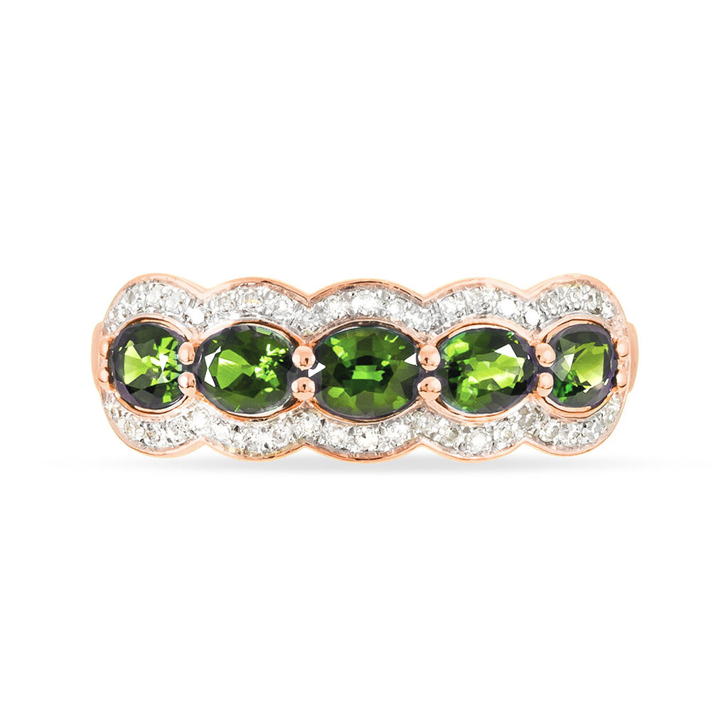 Bague Margaux Or Rose Péridot Et Diamant - Bagues avec pierre Femme | Histoire d’Or