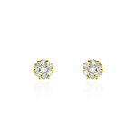 Boucles D'oreilles Puces Eleanor Fleur Or Jaune Oxyde De Zirconium - Clous d'oreilles Femme | Histoire d&rsquo;Or