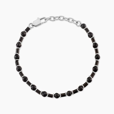 Bracelet Silas Acier Noir Pierre De Lave - Bracelets Homme | Histoire d&rsquo;Or