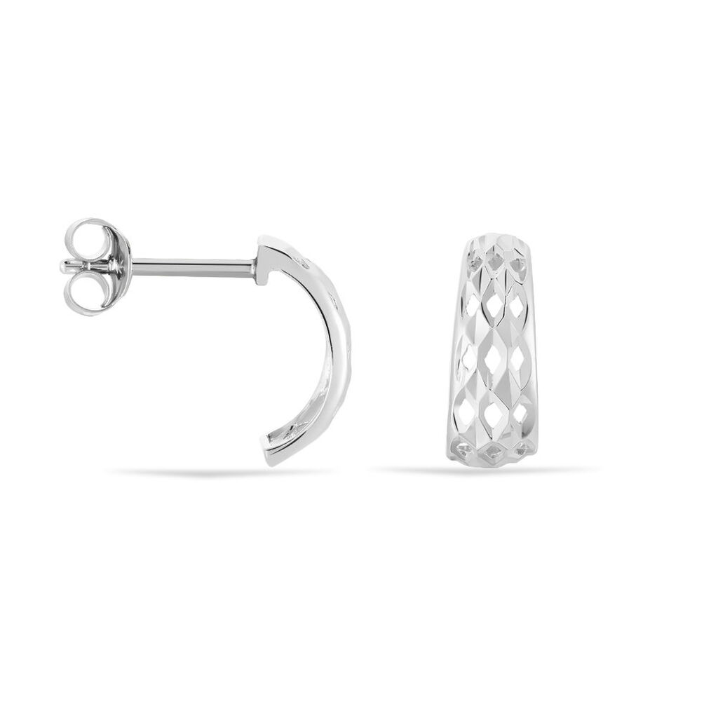 Créoles Sybilles Argent Blanc - Boucles d'oreilles créoles Femme | Histoire d’Or