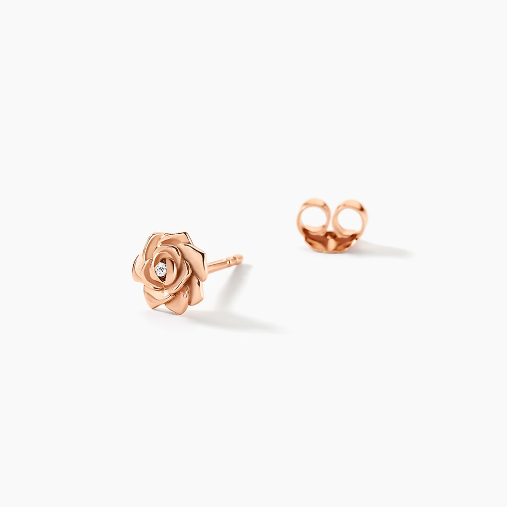 Boucles D'oreilles Puces Jannea Argent Rose Oxyde De Zirconium - Boucles d'oreilles fantaisie Femme | Histoire d’Or