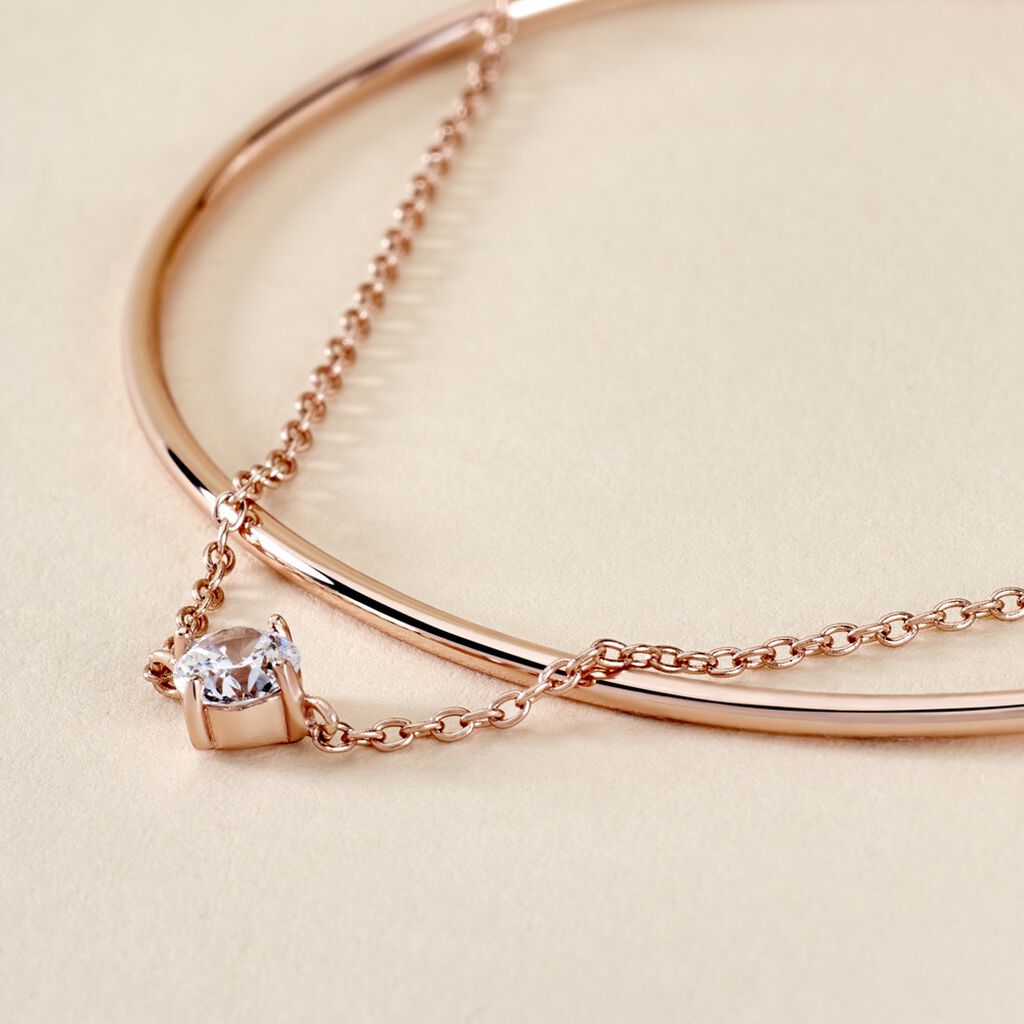 Bracelet Jonc Ruth Argent Rose Oxyde De Zirconium - Bracelets joncs Femme | Histoire d&rsquo;Or