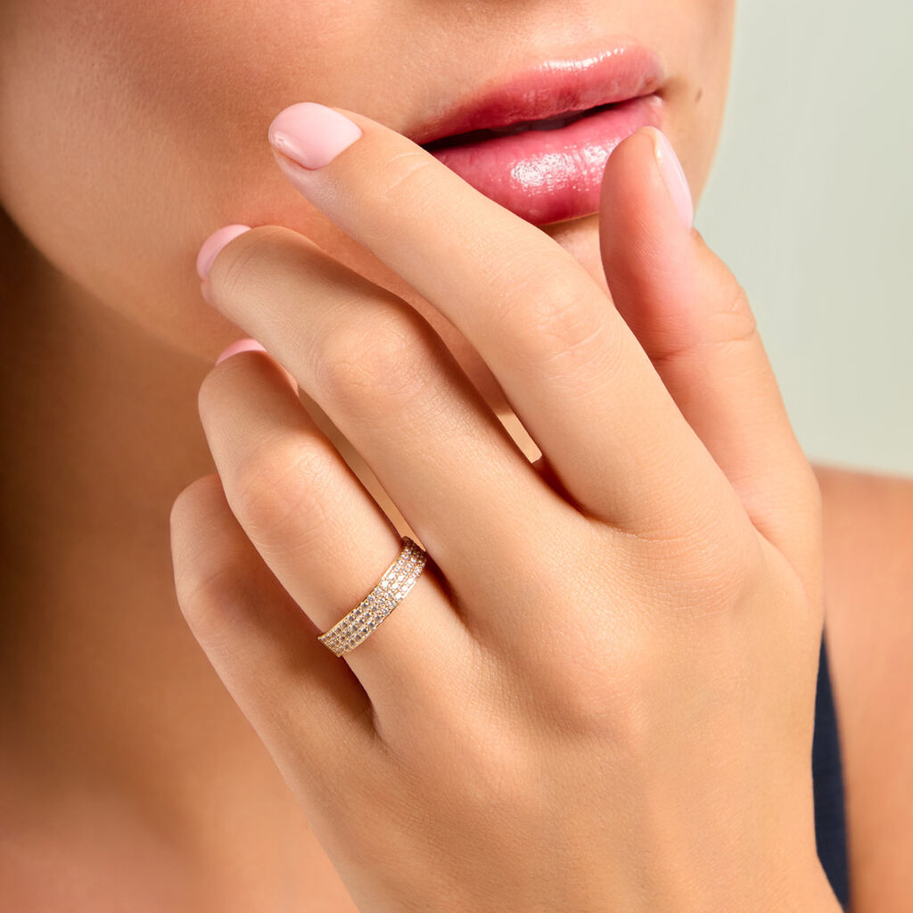 Bague Lison Argent Dor&eacute; A L'Or 750/1000 Oxyde De Zirconium - Bagues avec pierre Femme | Histoire d&rsquo;Or