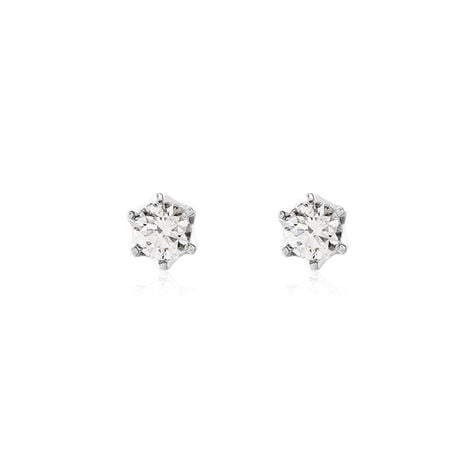 Boucles D'oreilles Puces Natalia Pl Platine Blanc Diamant - Clous d'oreilles Femme | Histoire d&rsquo;Or