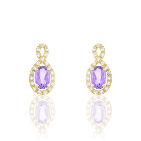 Boucles D'oreilles Pendantes Passion Or Jaune Amethyste Et Oxyde - Boucles d'oreilles pendantes Femme | Histoire d’Or