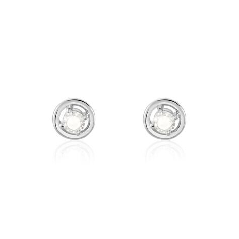 Boucles D'oreilles Puces Argent Blanc Laureto Oxydes De Zirconium - Boucles d'oreilles fantaisie Femme | Histoire d’Or