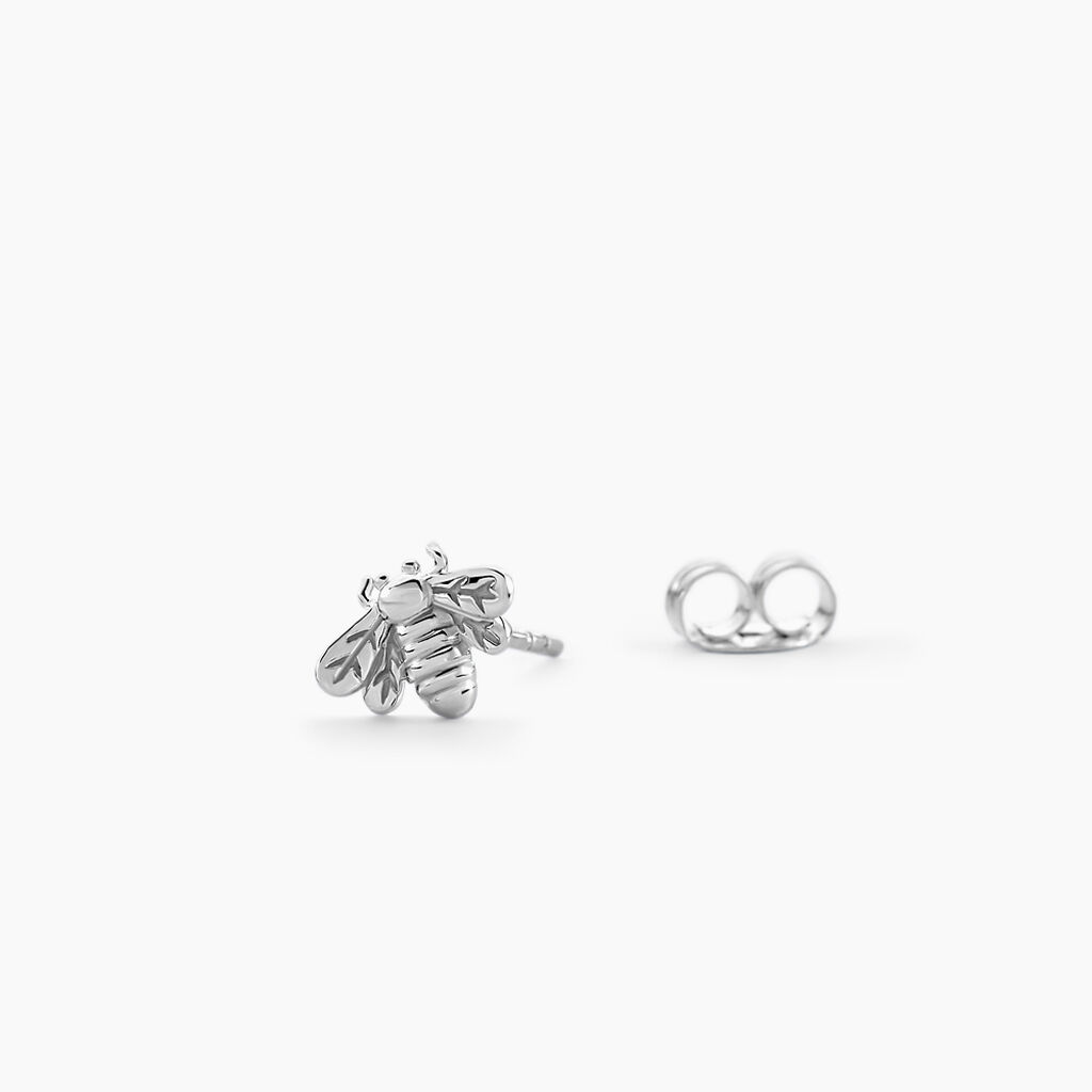 Boucles D'oreilles Puces Honey Argent Blanc - Boucles d'oreilles fantaisie Femme | Histoire d&rsquo;Or
